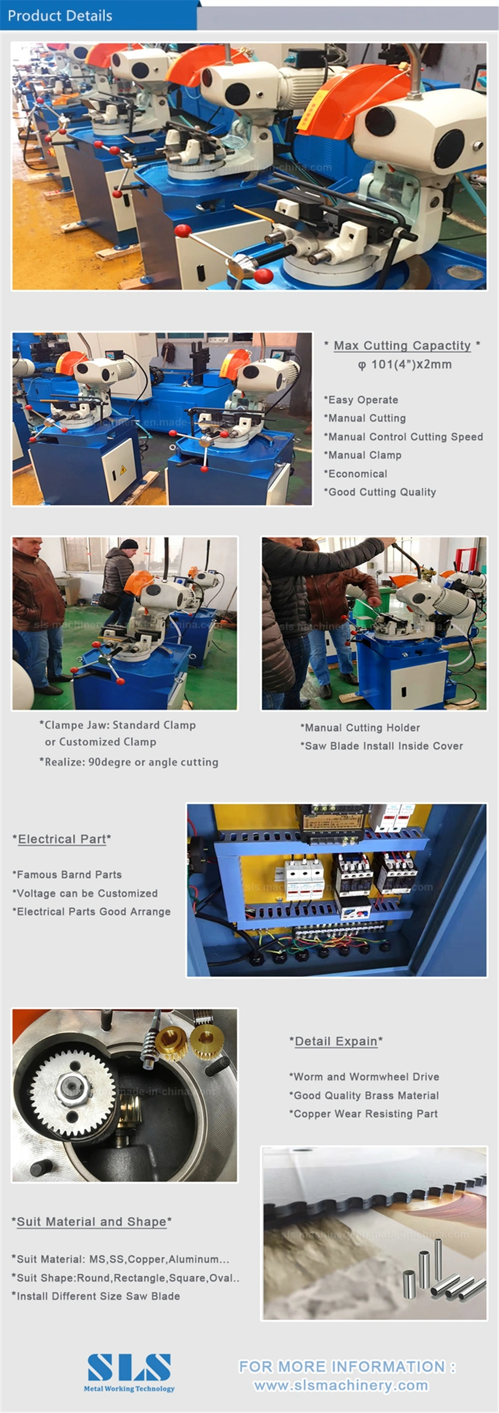 Manual Tube Cold Cut off Metal Cutting Saw Machine for Sale